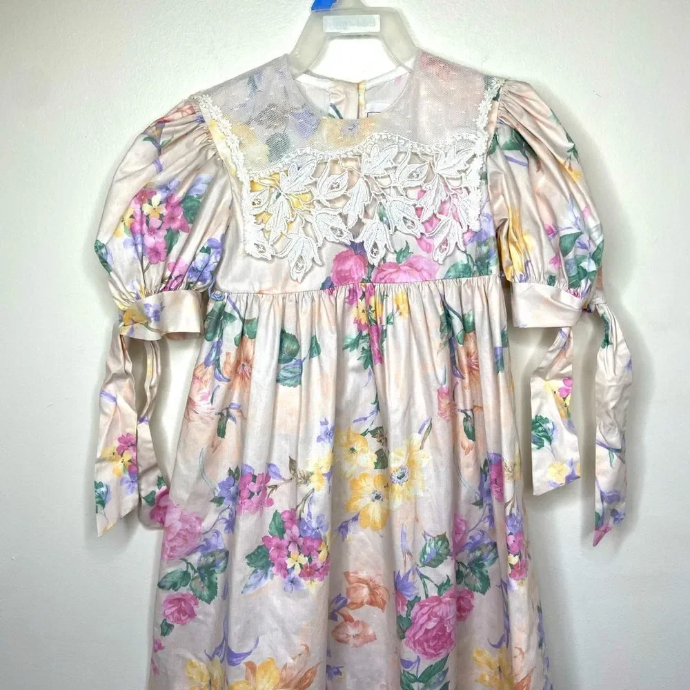Vintage 1990s Sarah Kent Floral Lace Dress‎